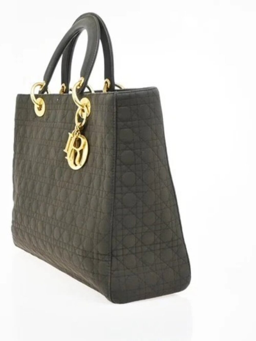 CHRISTIAN DIOR Logo Lady Cannage Hand Bag Nylon Leather Brown GHW Italy 70KC638 - Picture 2 of 15